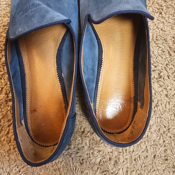 Franco Sarto Leather A FALLON Suede Slip On Flats Size 9 M Blue Square Toe Bone - Picture 4 of 10